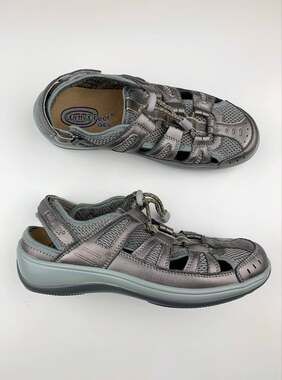 Orthofeet Gel Verona Sandals Fisherman Pewter Comfort Closed Toe 997 Women's 8.5